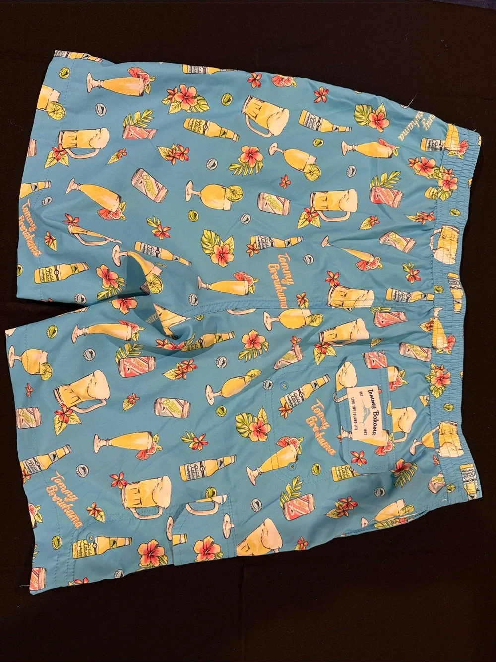 Tommy Bahama Turquoise Tropical Drink Print Swim Board Shorts